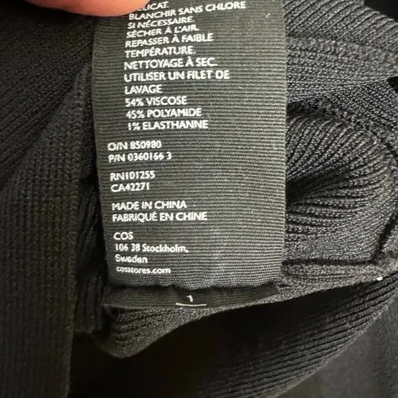 COS Women’s Zip Crew Neck Black Cardigan Sweater Size Small - Picture 9 of 9